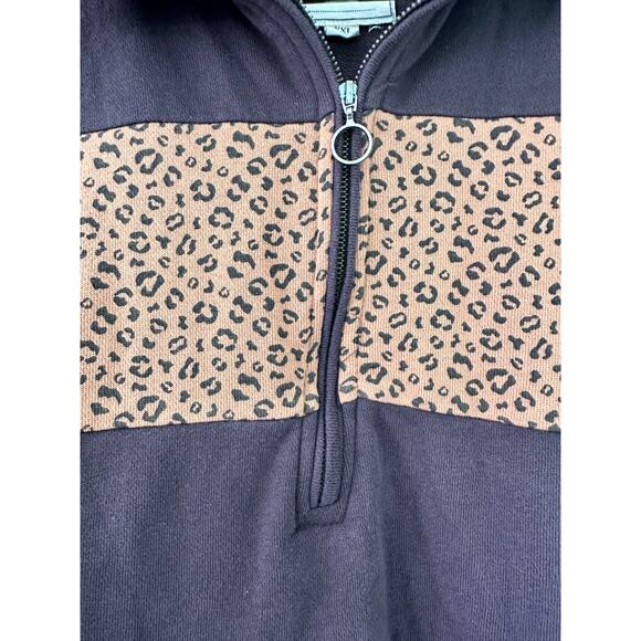 Simply Southern Sweatshirt Womens XXL Leopard Print Stripes Quarter Zip Sweater - Picture 2 of 11